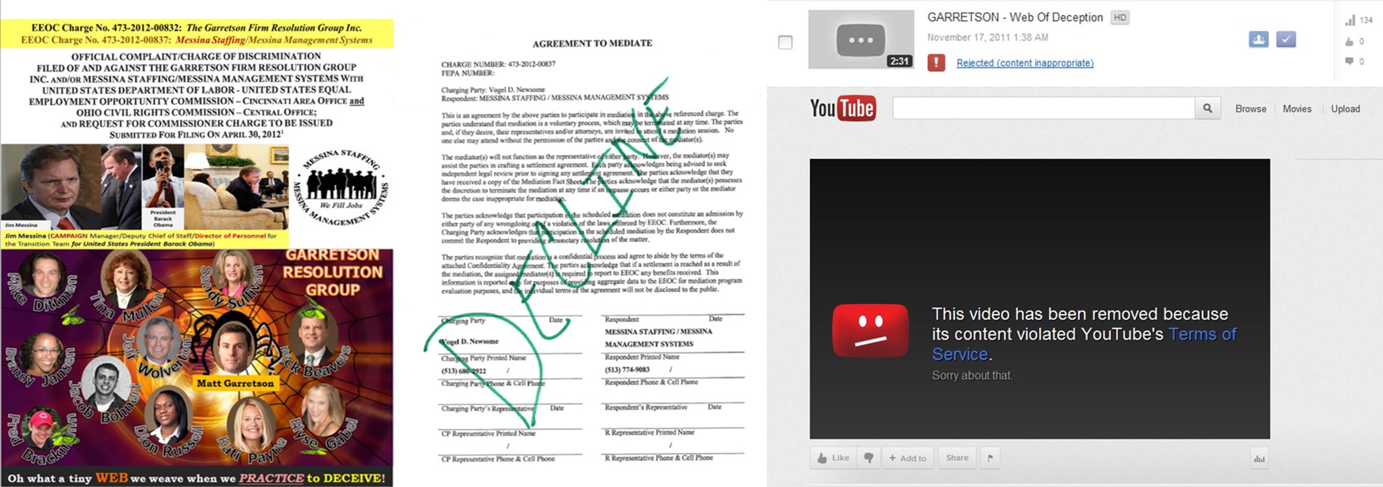 DECLINES AGREEMENT Garretson Firm Resolution YouTube Removal