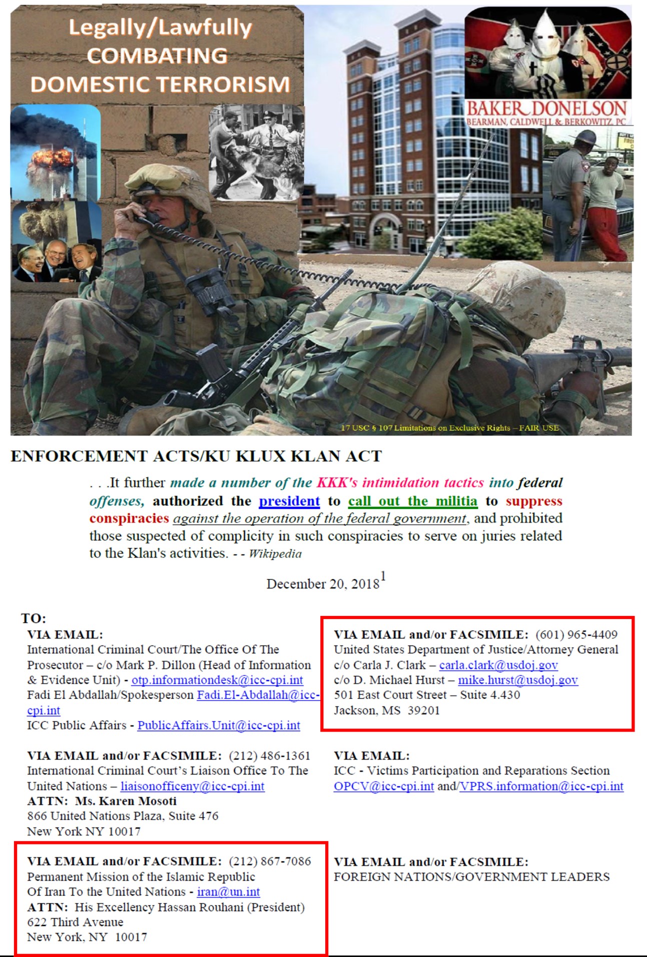 122018 UIE NOTIFIED Of USA Baker Donelson TERRORISTS